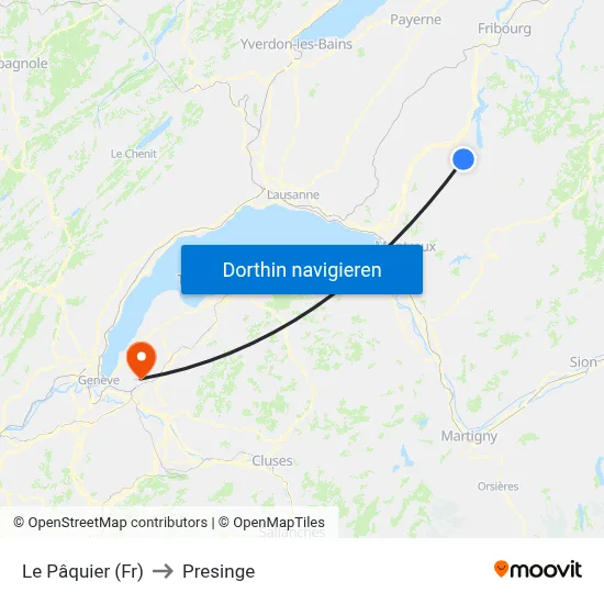 Le Pâquier (Fr) to Presinge map