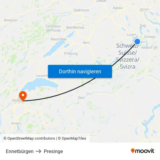 Ennetbürgen to Presinge map