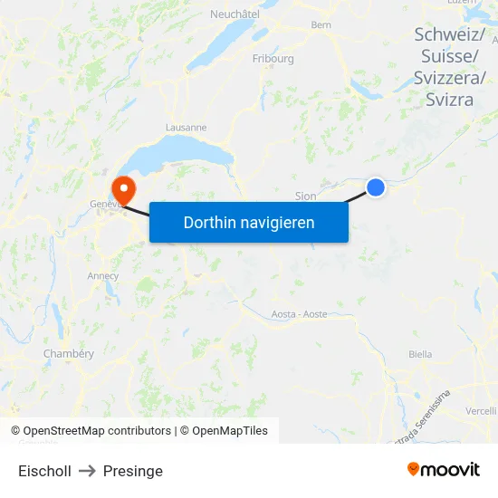 Eischoll to Presinge map