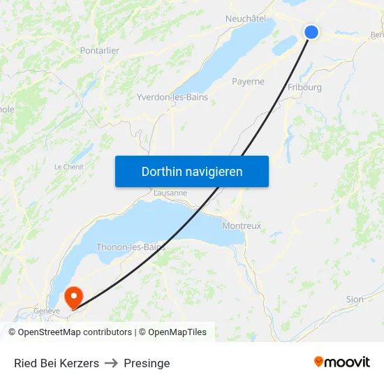 Ried Bei Kerzers to Presinge map