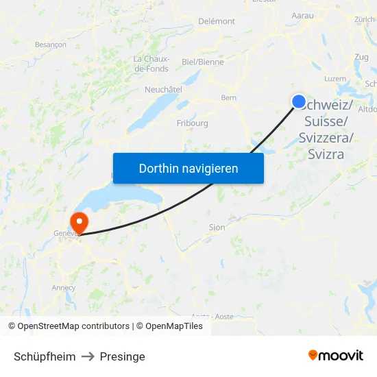 Schüpfheim to Presinge map