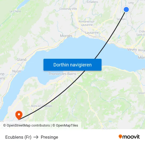Ecublens (Fr) to Presinge map