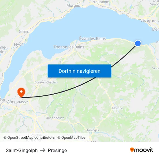 Saint-Gingolph to Presinge map