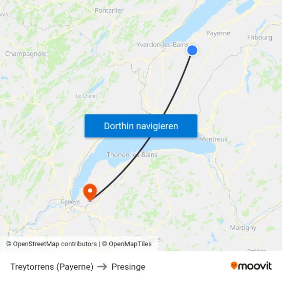 Treytorrens (Payerne) to Presinge map