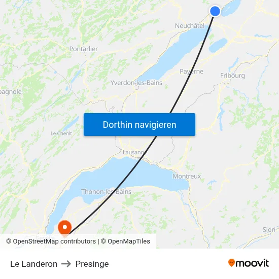 Le Landeron to Presinge map