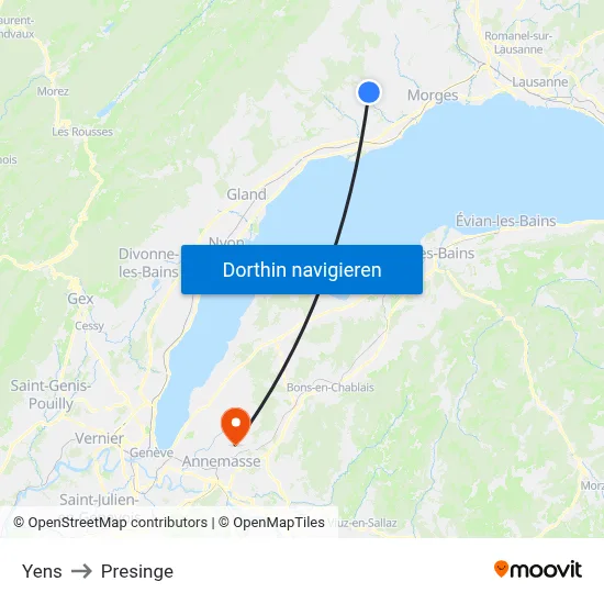 Yens to Presinge map