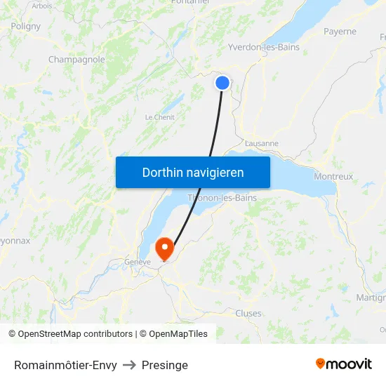 Romainmôtier-Envy to Presinge map