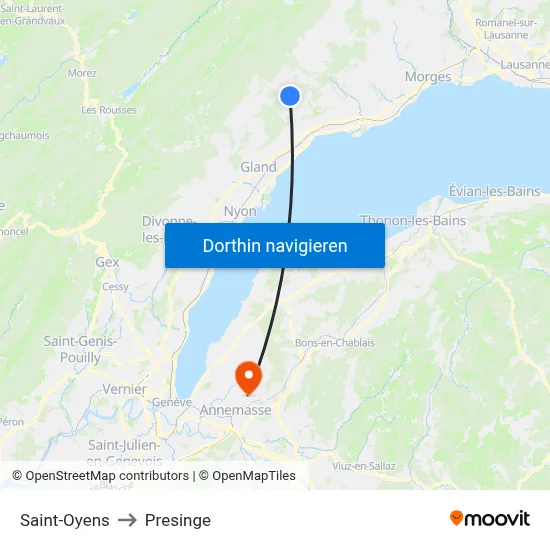 Saint-Oyens to Presinge map