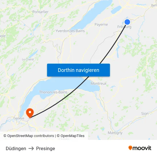 Düdingen to Presinge map