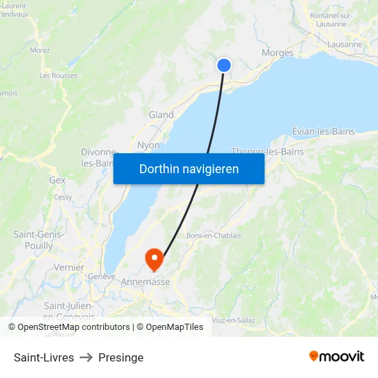 Saint-Livres to Presinge map