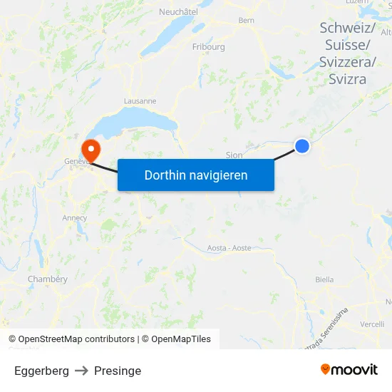 Eggerberg to Presinge map