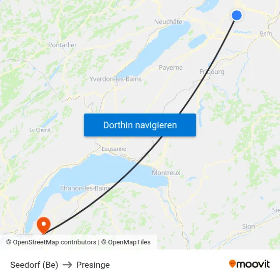 Seedorf (Be) to Presinge map