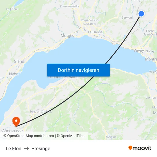 Le Flon to Presinge map