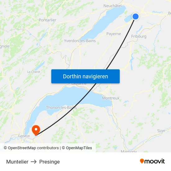 Muntelier to Presinge map