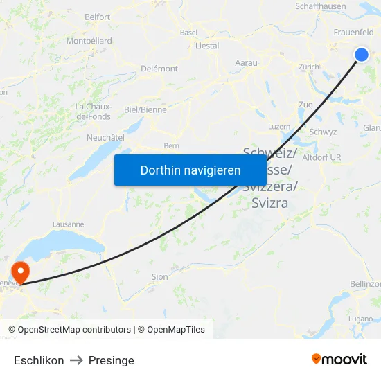 Eschlikon to Presinge map