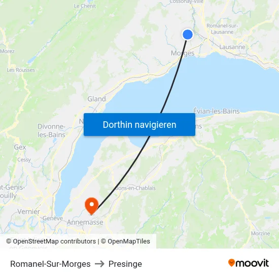Romanel-Sur-Morges to Presinge map