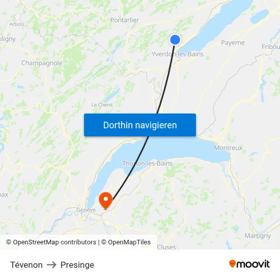 Tévenon to Presinge map