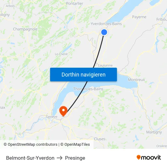 Belmont-Sur-Yverdon to Presinge map