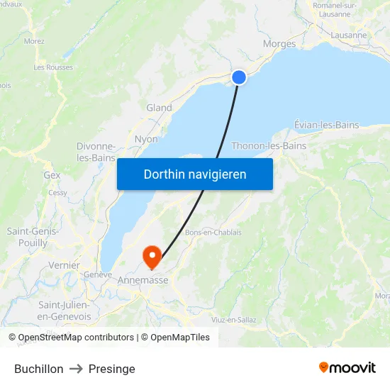 Buchillon to Presinge map