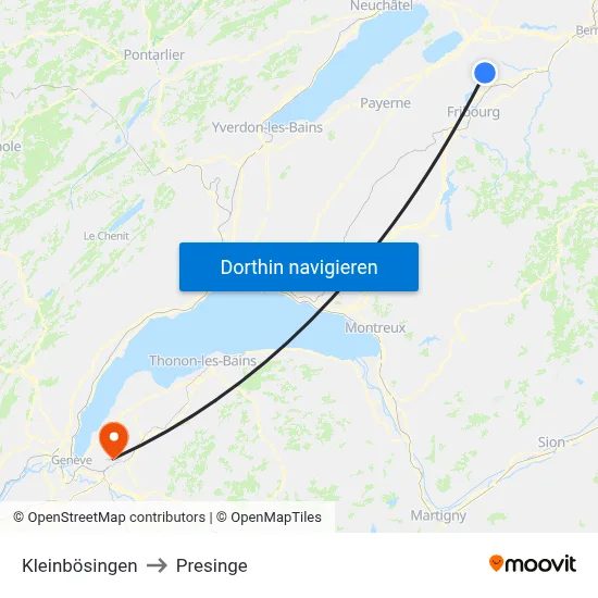 Kleinbösingen to Presinge map