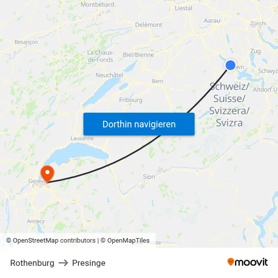 Rothenburg to Presinge map
