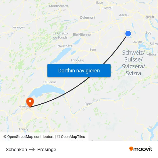 Schenkon to Presinge map
