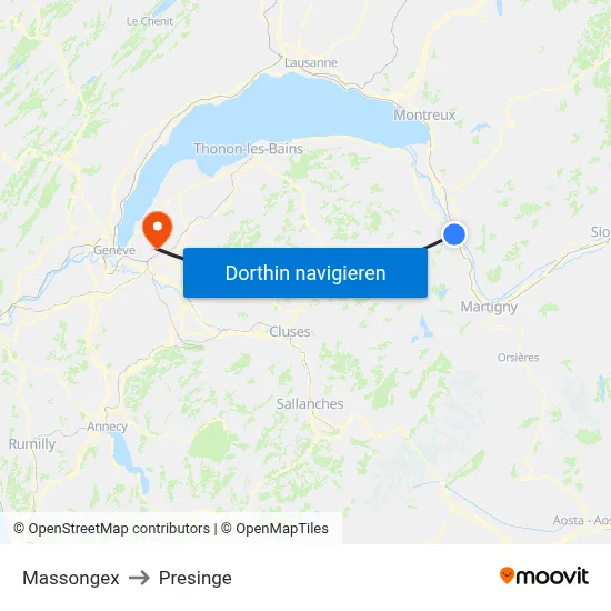 Massongex to Presinge map