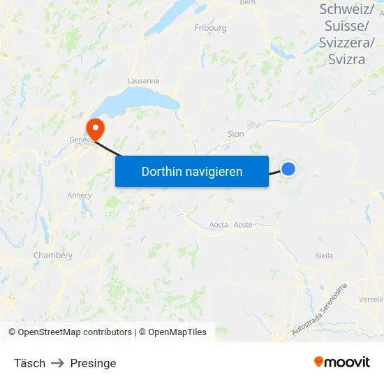 Täsch to Presinge map
