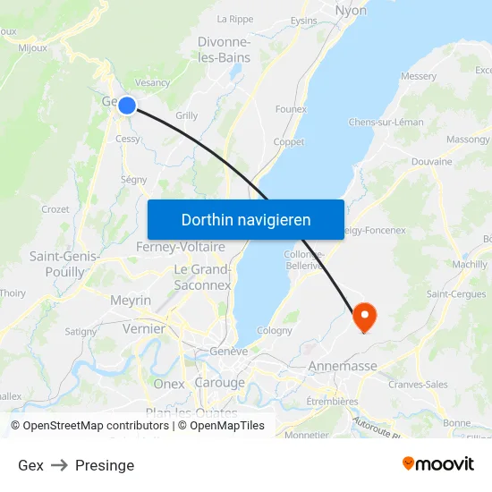 Gex to Presinge map