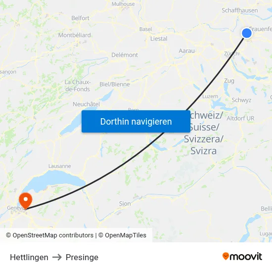 Hettlingen to Presinge map