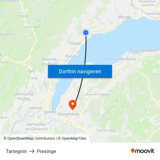 Tartegnin to Presinge map
