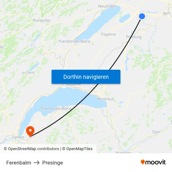Ferenbalm to Presinge map
