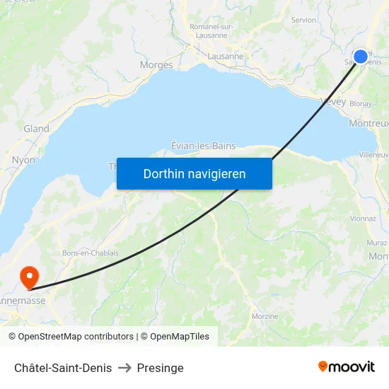 Châtel-Saint-Denis to Presinge map