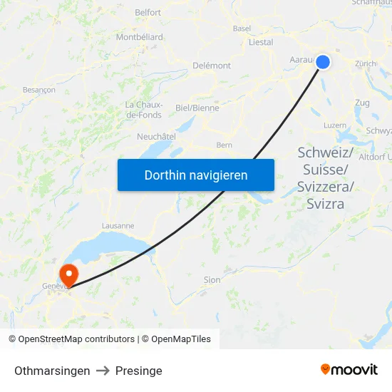 Othmarsingen to Presinge map