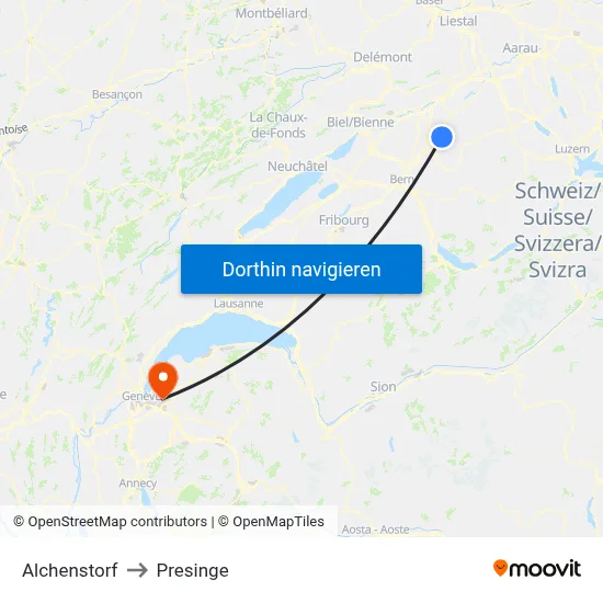Alchenstorf to Presinge map