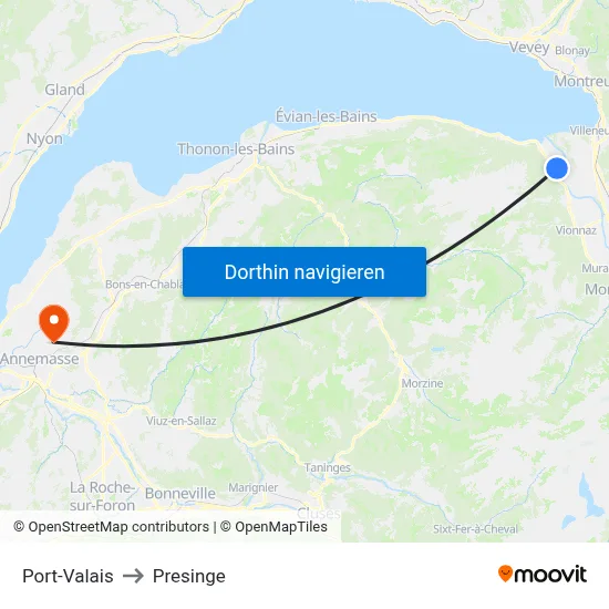Port-Valais to Presinge map