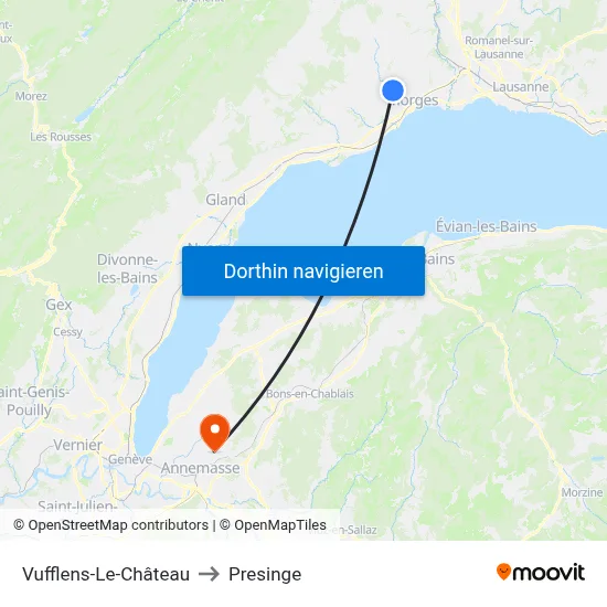 Vufflens-Le-Château to Presinge map