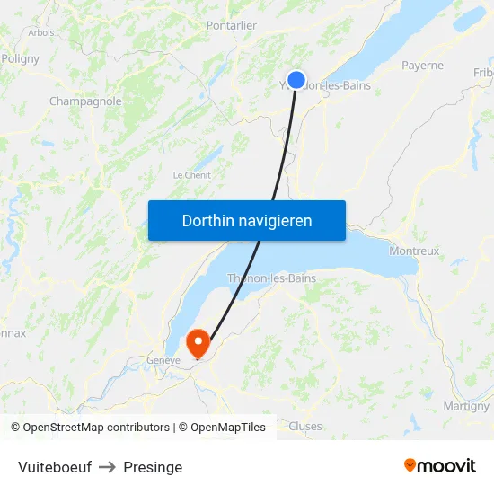 Vuiteboeuf to Presinge map