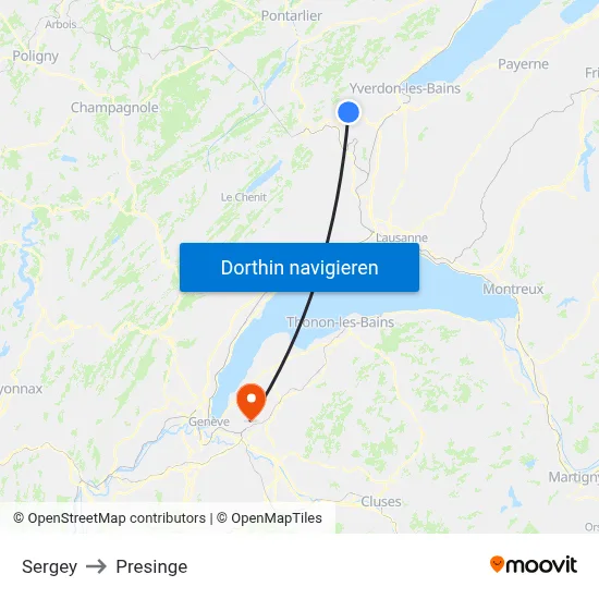 Sergey to Presinge map