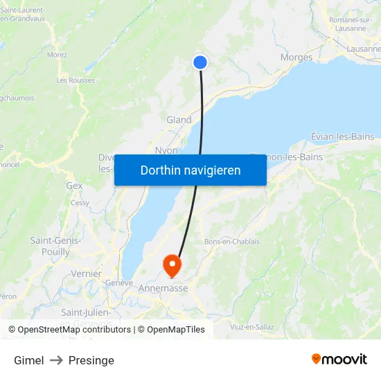 Gimel to Presinge map