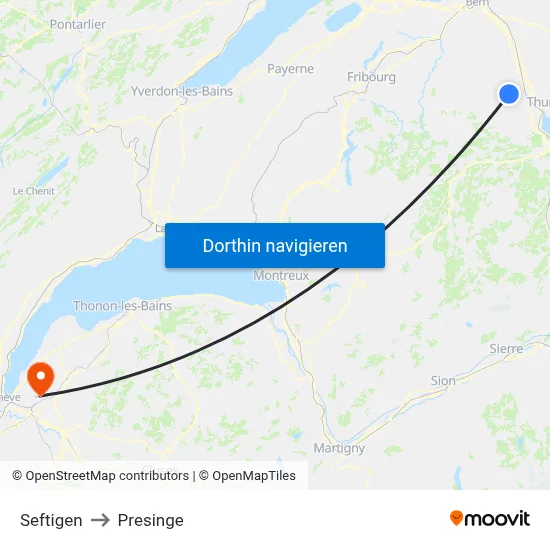 Seftigen to Presinge map