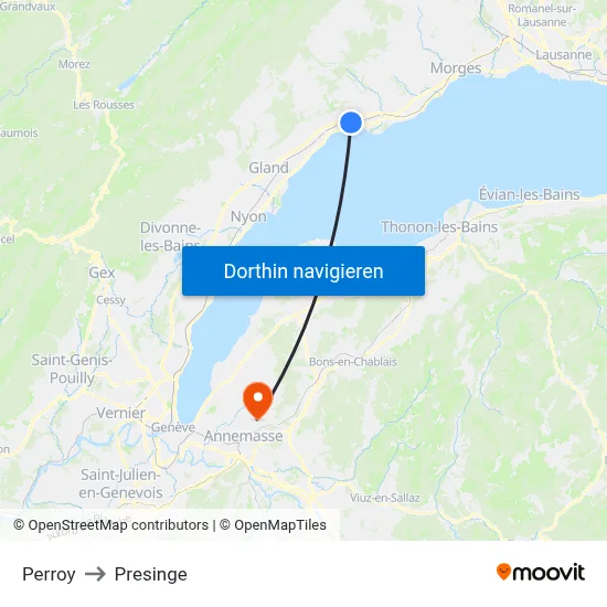 Perroy to Presinge map