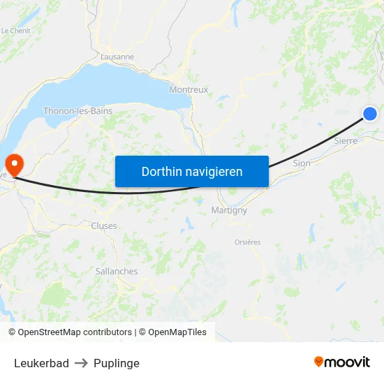 Leukerbad to Puplinge map