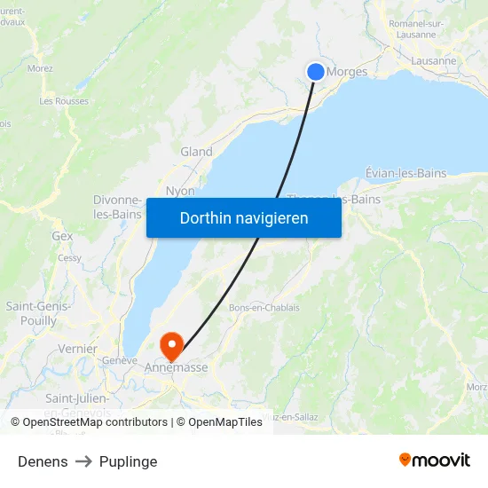 Denens to Puplinge map
