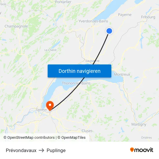 Prévondavaux to Puplinge map