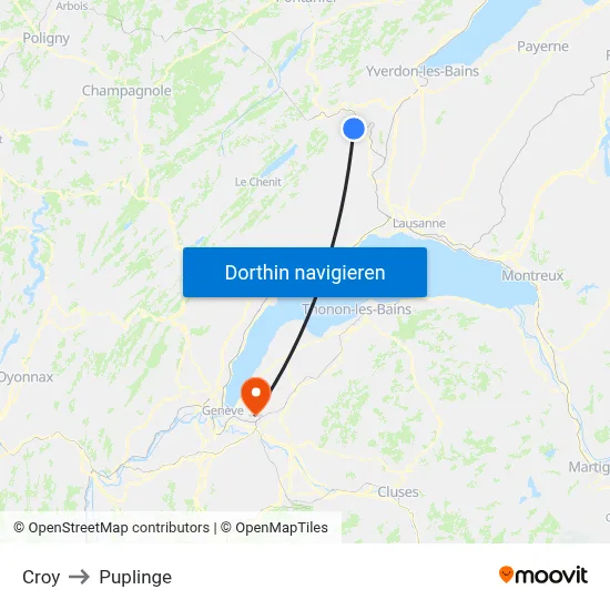 Croy to Puplinge map