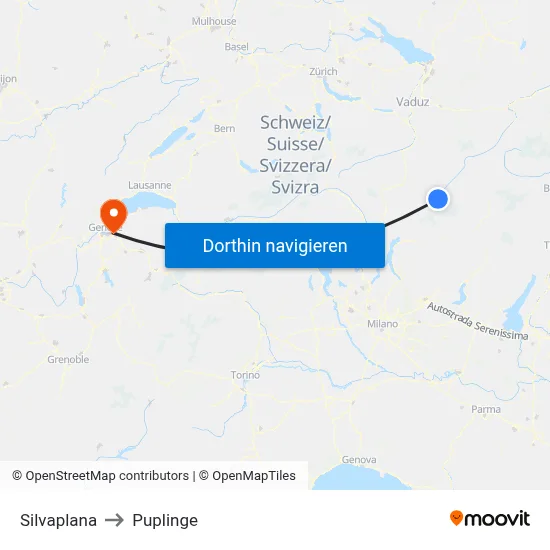 Silvaplana to Puplinge map
