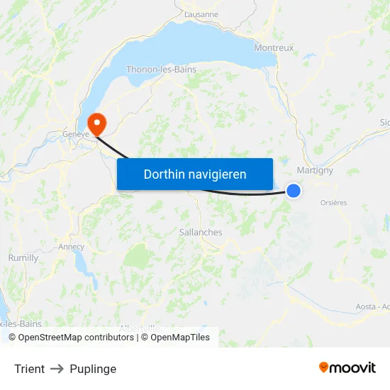 Trient to Puplinge map