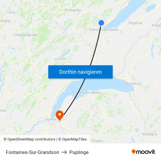 Fontaines-Sur-Grandson to Puplinge map