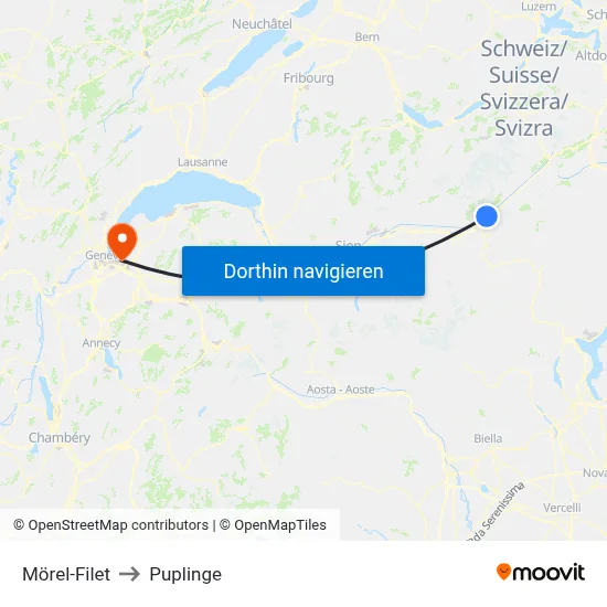 Mörel-Filet to Puplinge map